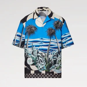 Louis Vuitton Men Printed Short-Sleeved Cotton Shirt 1AFQYH