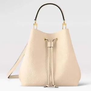 Louis Vuitton Women NeoNoé MM Bucket Bag Crème Beige Embossed Grained Cowhide Leather
