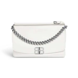 Balenciaga Women BB Soft Large Flap Bag in Optic White