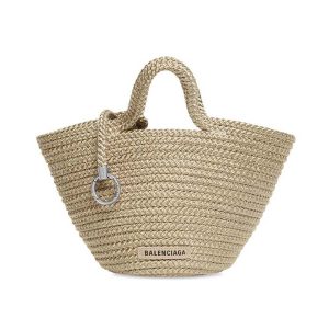 Balenciaga Women Ibiza Small Basket With Strap in Beige