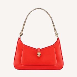 Bvlgari Women Serpenti Baia Small Shoulder Bag in Calf Leather-Orange