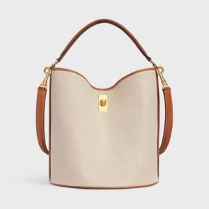 Celine Women Bucket 16 Bag in Textile and Calfskin