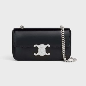 Celine Women Chain Shoulder Bag Triomphe in Shiny Calfskin