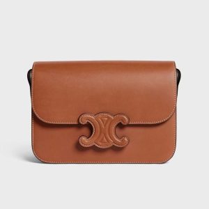 Celine Women Medium Bag Cuir Triomphe in Natural Calfskin-Brown