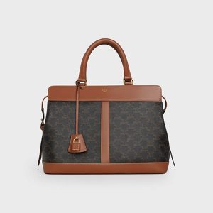 Celine Women Medium Cabas DE France Bag in Triomphe Canvas and Calfskin