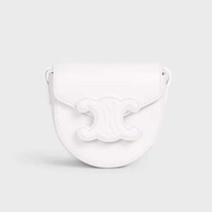 Celine Women Mini Besace Cuir Triomphe in Smooth Calfskin-White