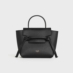 Celine Women Pico Belt Bag in Grained Calfskin-Black