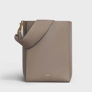 Celine Women Sangle Small Bucket Bag in Soft Grained Calfskin-Brown