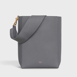 Celine Women Sangle Small Bucket Bag in Soft Grained Calfskin-Silver