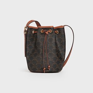 Celine Women Small Drawstring Bag in Triomphe Canvas