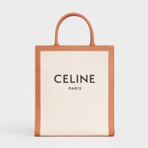 Celine Women Small Vertical Cabas Celine in Canvas with Celine Print and Calfskin