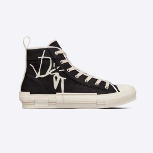 Dior Men B23 Cactus Jack Dior High-Top Sneaker Black and Cream Cotton Canvas