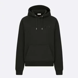 CD Icon Hooded Sweatshirt Black Cotton Fleece