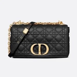 Dior Women Medium Dior Caro Bag Black Supple Cannage Calfskin