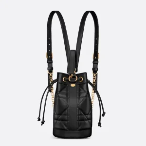 Dior Women Small Dior Backpack Black Supple Maxicannage Calfskin