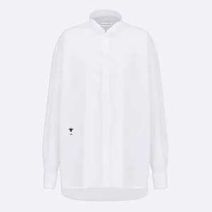 Dior Women Wing-Collar Shirt White Cotton Poplin