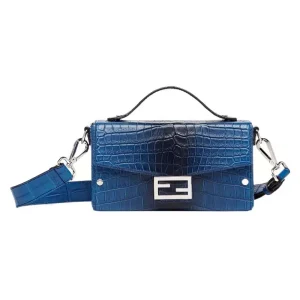 Fendi Men Soft Trunk Baguette Blue Gradient Crocodile Bag 7VA565AMU6F1KSX