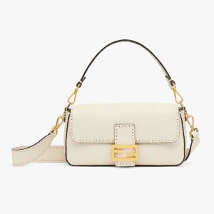 Fendi Women Baguette Camellia Selleria Bag with Oversized Topstitching