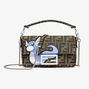 Fendi Women Baguette Mini FENDI x FRGMT x POKÉMON Brown FF Fabric Bag