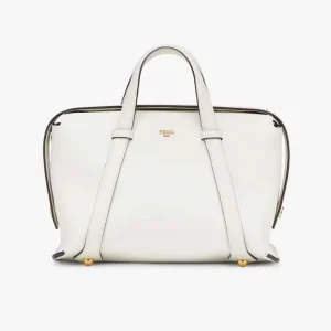 Fendi Women Boston 365 Lce White Leather Bag 8BL152APZAF0K7E