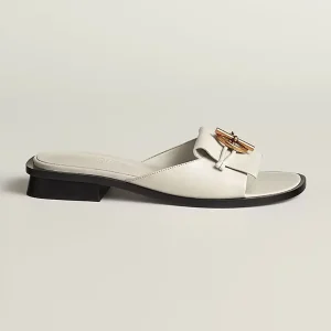 Hermes Women Isle Sandal in Calfskin Leather-White H241145Z CL350