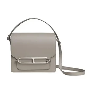 Hermes Women Roulis Mini Bag in Evergrain Calfskin-Silver