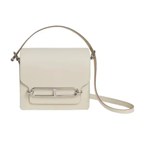 Hermes Women Roulis Mini Bag in Evergrain Calfskin-White/Silver