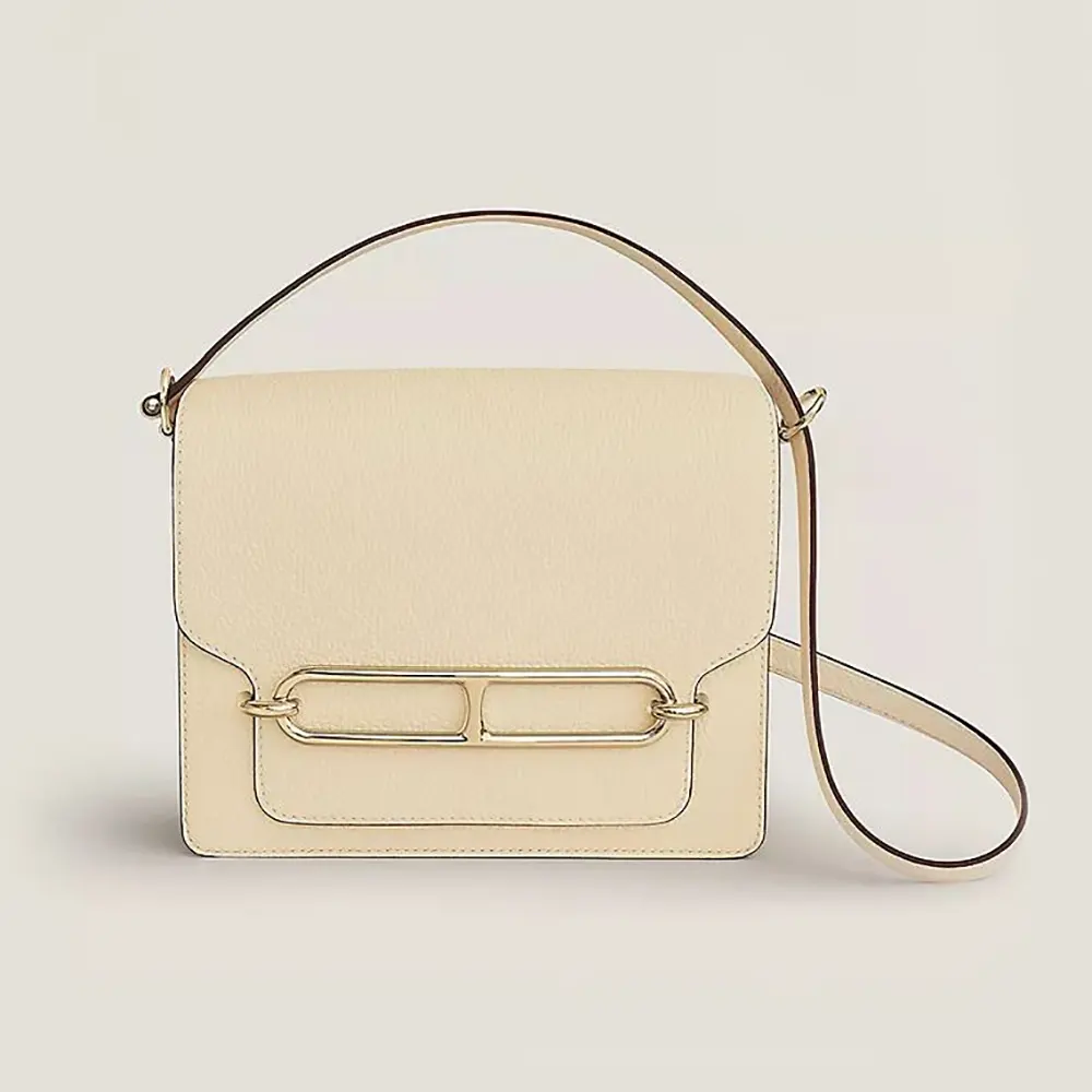 Hermes Women Roulis Mini Bag in Togo Leather-WhiteGold
