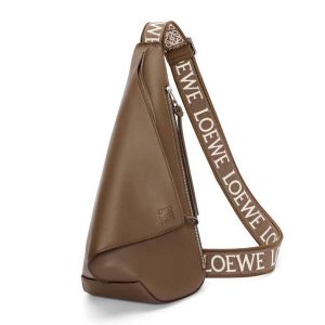 Loewe Men Anton Sling in Supple Smooth Calf and Jacquard-Brown