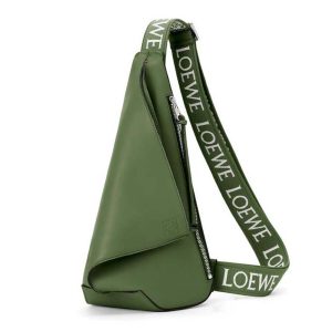 Loewe Men Anton Sling in Supple Smooth Calf and Jacquard-Green