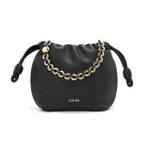 Loewe Women Mini Flamenco Purse Bag in Mellow Nappa Lambskin-Black
