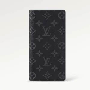 Louis Vuitton LV Unisex Brazza Wallet Black Grey Monogram Eclipse Canvas