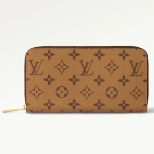 Louis Vuitton LV Unisex Zippy Wallet Monogram Reverse Coated Canvas Cowhide Leather