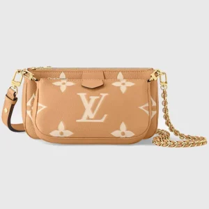 Louis Vuitton LV Women Multi Pochette Accessoires Beige Monogram Empreinte Embossed Grained Cowhide