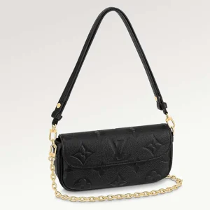 Louis Vuitton Women LV Wallet On Chain Ivy Black Monogram Embossed Supple Grained Cowhide Leather M82154