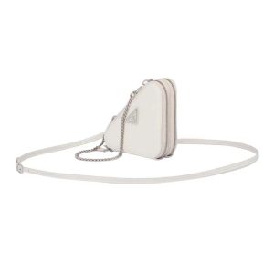 Prada Unisex Saffiano Leather Mini Pouch-White 1NR015