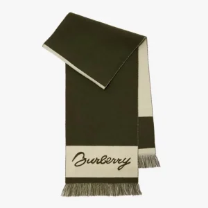 Burberry Unisex EKD Logo Wool Scarf-Dark Green 80952311