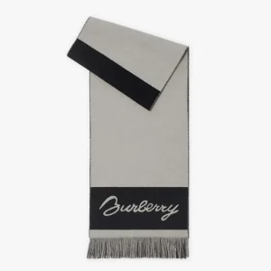 Burberry Unisex EKD Logo Wool Scarf-Grey 80940151