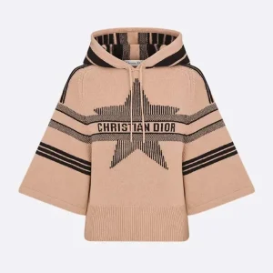 Dior Women DiorAlps Three-Quarter Sleeve Hooded Sweater Pink Wool