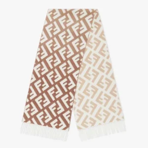 Fendi Unisex FF Scarf Beige Wool and Cashmere Scarf