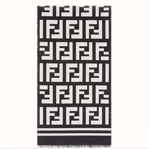 Fendi Unisex Scarf White Wool and Silk Scarf