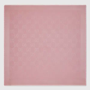 GG Jacquard Silk Wool Shawl-Pink 6636713GC435972