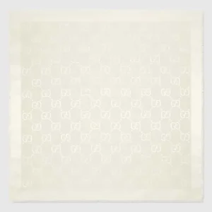 GG Jacquard Silk Wool Shawl-White 6636713GC439000