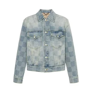 Damier Washed Denim Jacket-Blue 1AFHUC