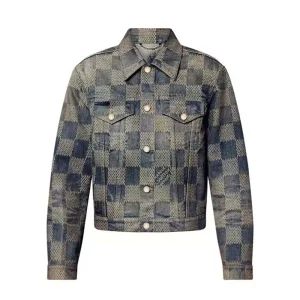 Damier Washed Denim Jacket-Navy 1AFWW4