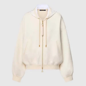 Louis Vuitton Men Monogram Accent Knit Hoodie-Milky White 1AGCHQ