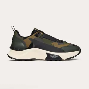Valentino Unisex Low Top True Act Camouflage Sneaker in Rubberized Fabric