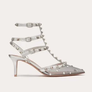 Valentino Women Rockstud Mesh Pump with Crystals and Straps 65mm