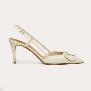 Valentino Women VLogo Signature Patent Leather Slingback Pump 80mm / 3.15in-White