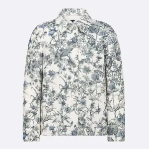 Dior Women Caro Jacket White Cotton Denim with Blue Dior Chardons Motif